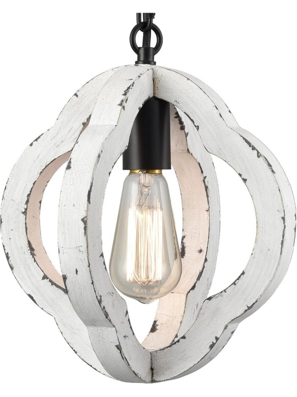 Farmhouse Style Wood Pendant Light Fixture with Adjustable Chain - Rustic Decor
